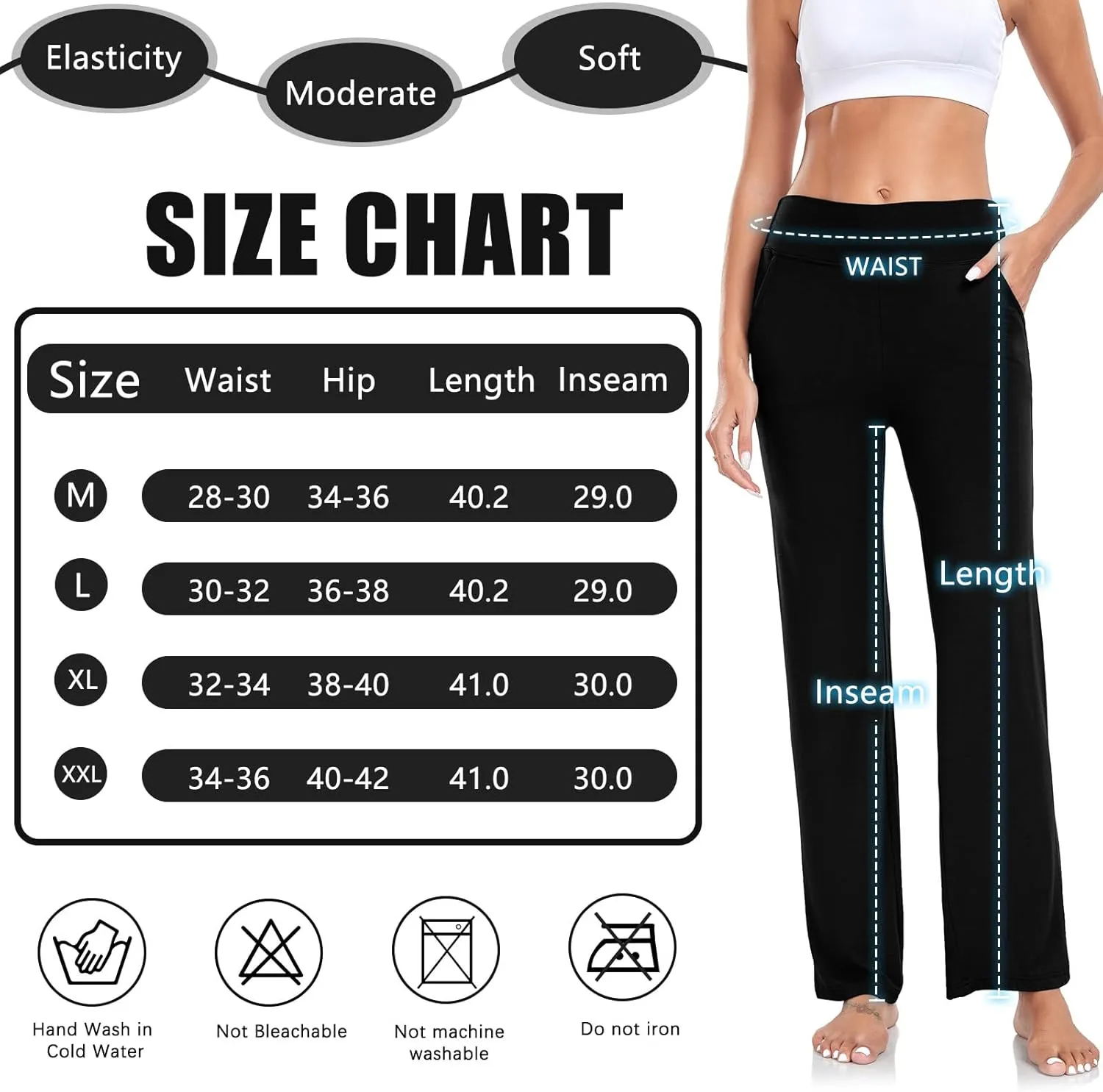 TownCat Womens Yoga Pants with Pockets, High Waist Workout Straight Leg Pants, Womens Soft Gym Stretch Bootcut Pants