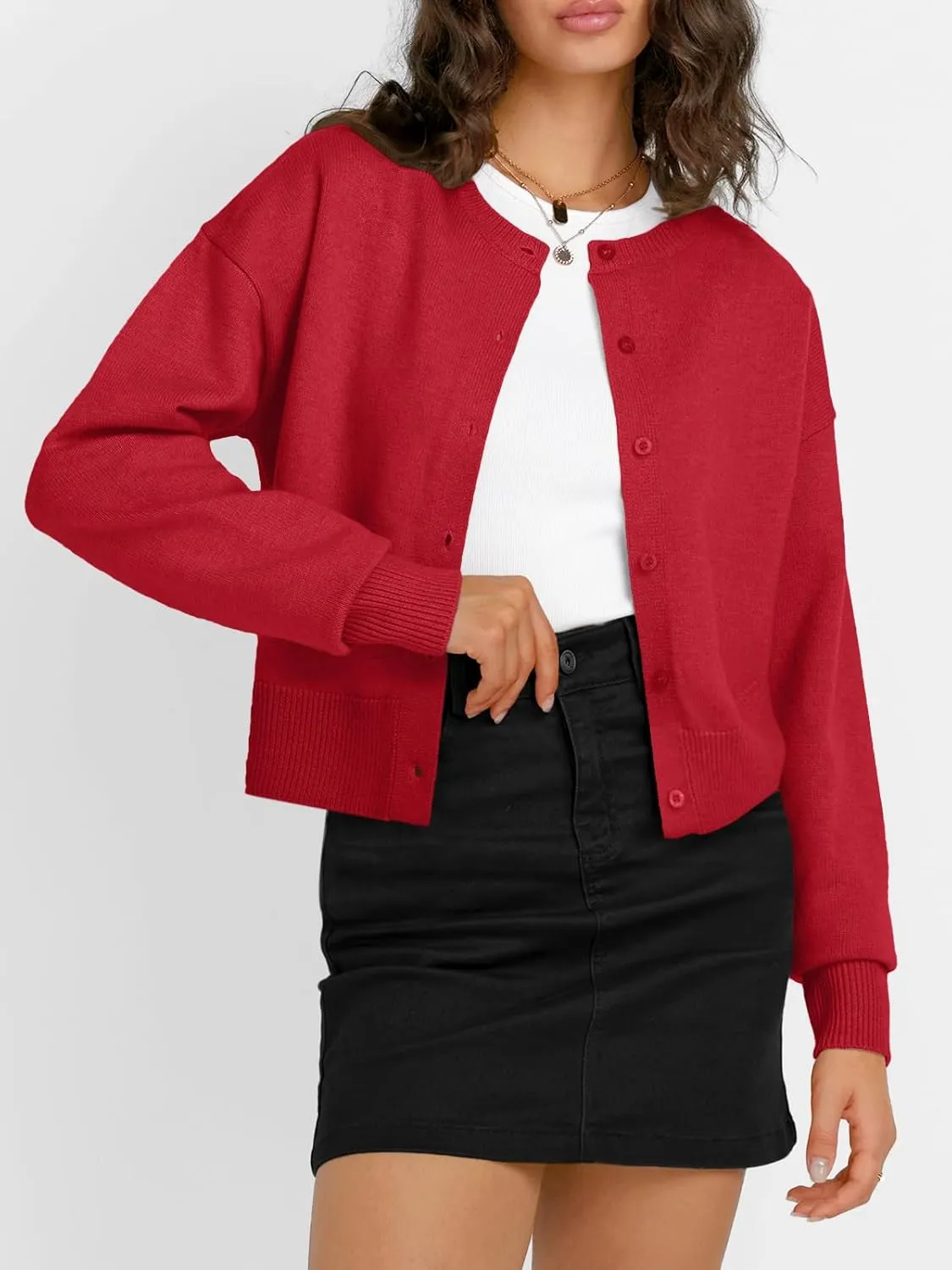 Trendy Queen Cropped Cardigan Sweaters for Women Lightweight Crop Cotton Knit Y2k Fall Outfits Fashion Clothes 2025