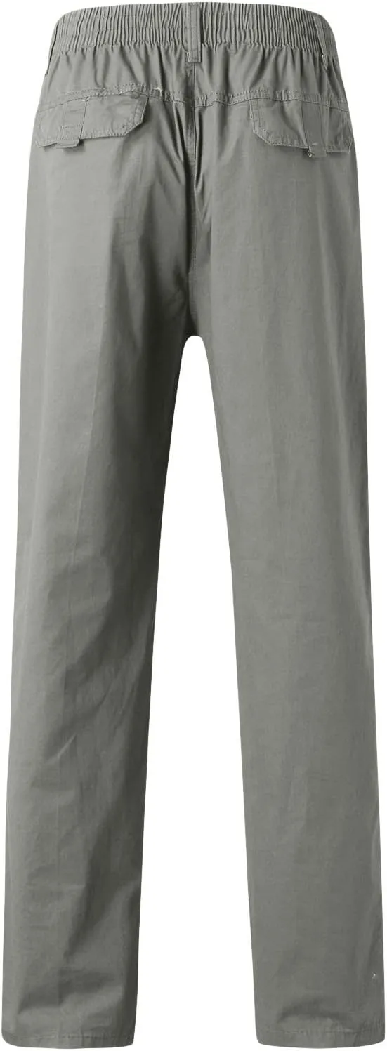 Trendy Solid Color Strech Chino Pants for Men Cotton Soft Lightweight Slim Fit Open Bottom High Waist Cargo Trousers