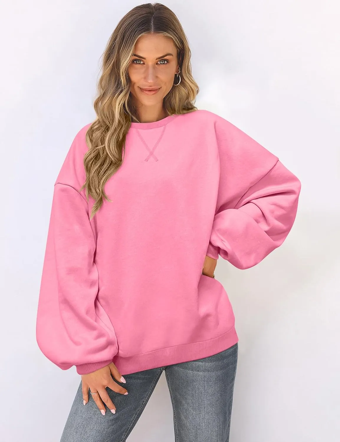 UEU Women Oversized Striped Crewneck Sweatshirt Long Sleeve Color Block Pullover Tops Casual Loose Workout Shirt