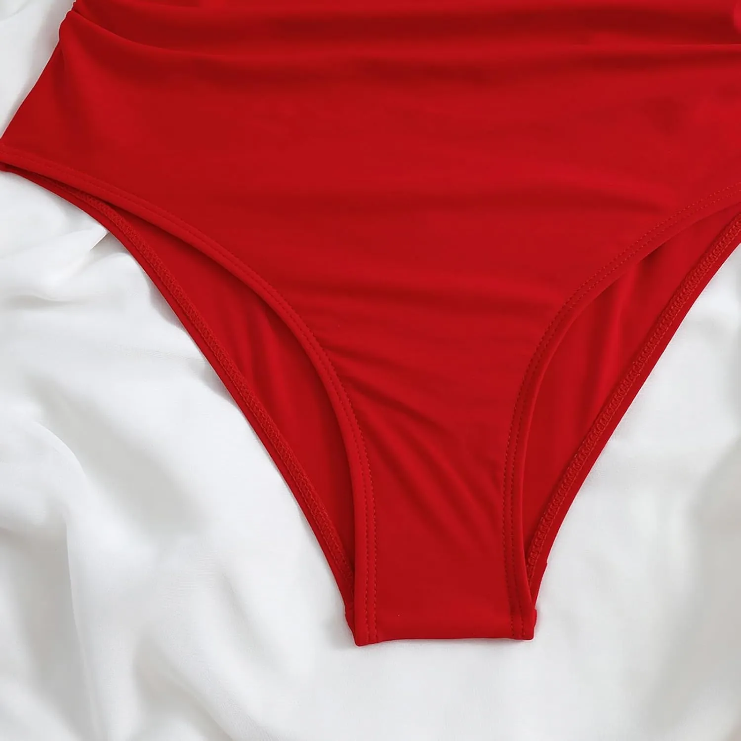 Uillui Women One Piece Swimsuit Tummy Control High Cut Slimming Bathing Suit Sexy Vneck Twist Front Cutout Monikini Swimwear