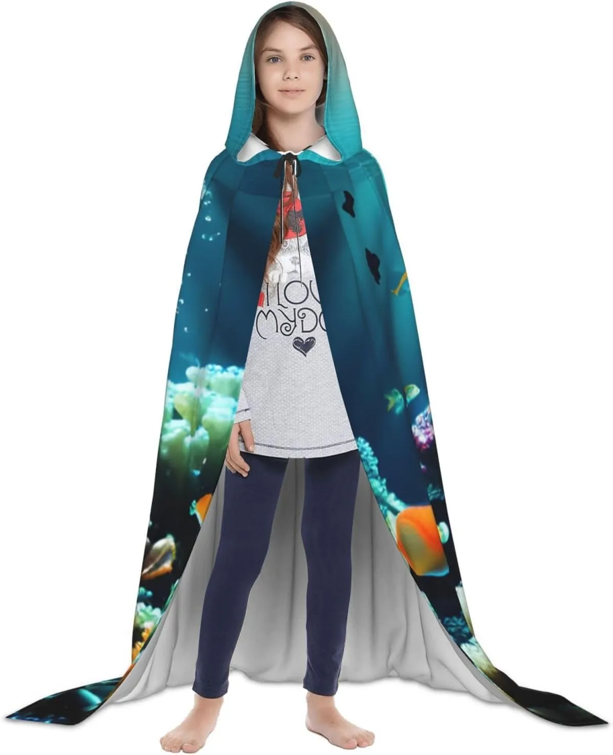 Underwater Scenery Hooded Cloak Coat Winter Warm Long Cloak Cosplay Costumes Outerwear Carnivals Hoodies Capes