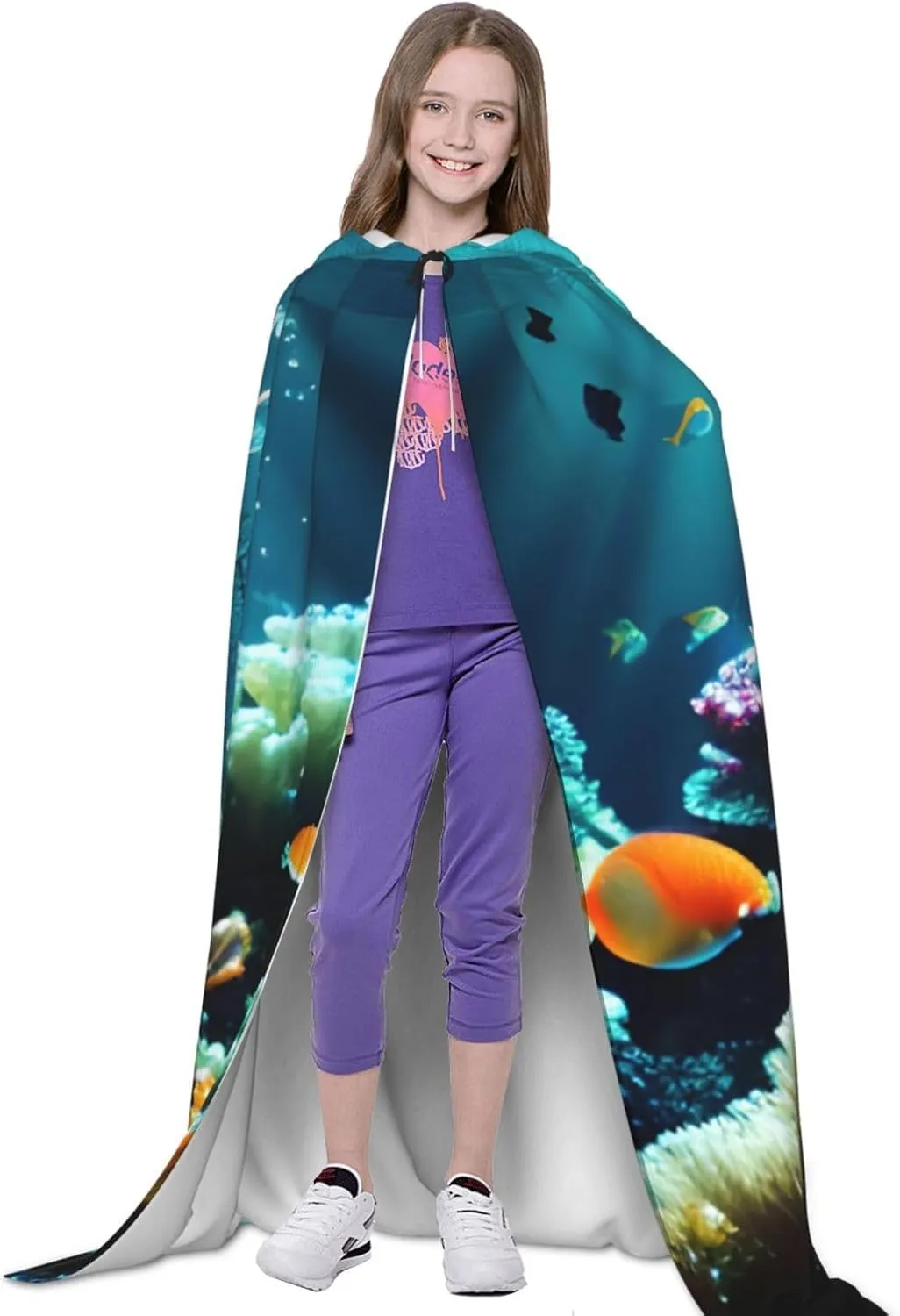 Underwater Scenery Hooded Cloak Coat Winter Warm Long Cloak Cosplay Costumes Outerwear Carnivals Hoodies Capes