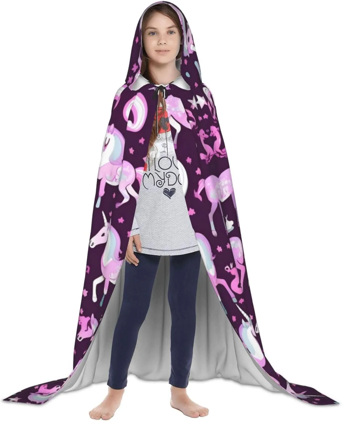 Unicorns Red Hooded Cloak Coat Winter Warm Long Cloak Cosplay Costumes Outerwear Carnivals Hoodies Capes