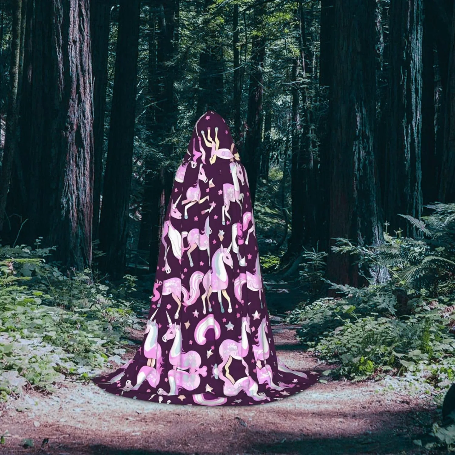 Unicorns Red Hooded Cloak Coat Winter Warm Long Cloak Cosplay Costumes Outerwear Carnivals Hoodies Capes