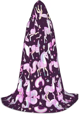 Unicorns Red Hooded Cloak Coat Winter Warm Long Cloak Cosplay Costumes Outerwear Carnivals Hoodies Capes