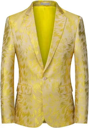 UNINUKOO Mens Casual Floral Blazer Dress Slim Fit Prom Party Paisley Suit Jacket for Men