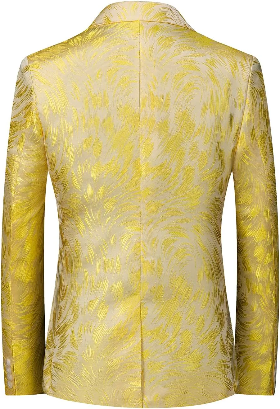 UNINUKOO Mens Casual Floral Blazer Dress Slim Fit Prom Party Paisley Suit Jacket for Men