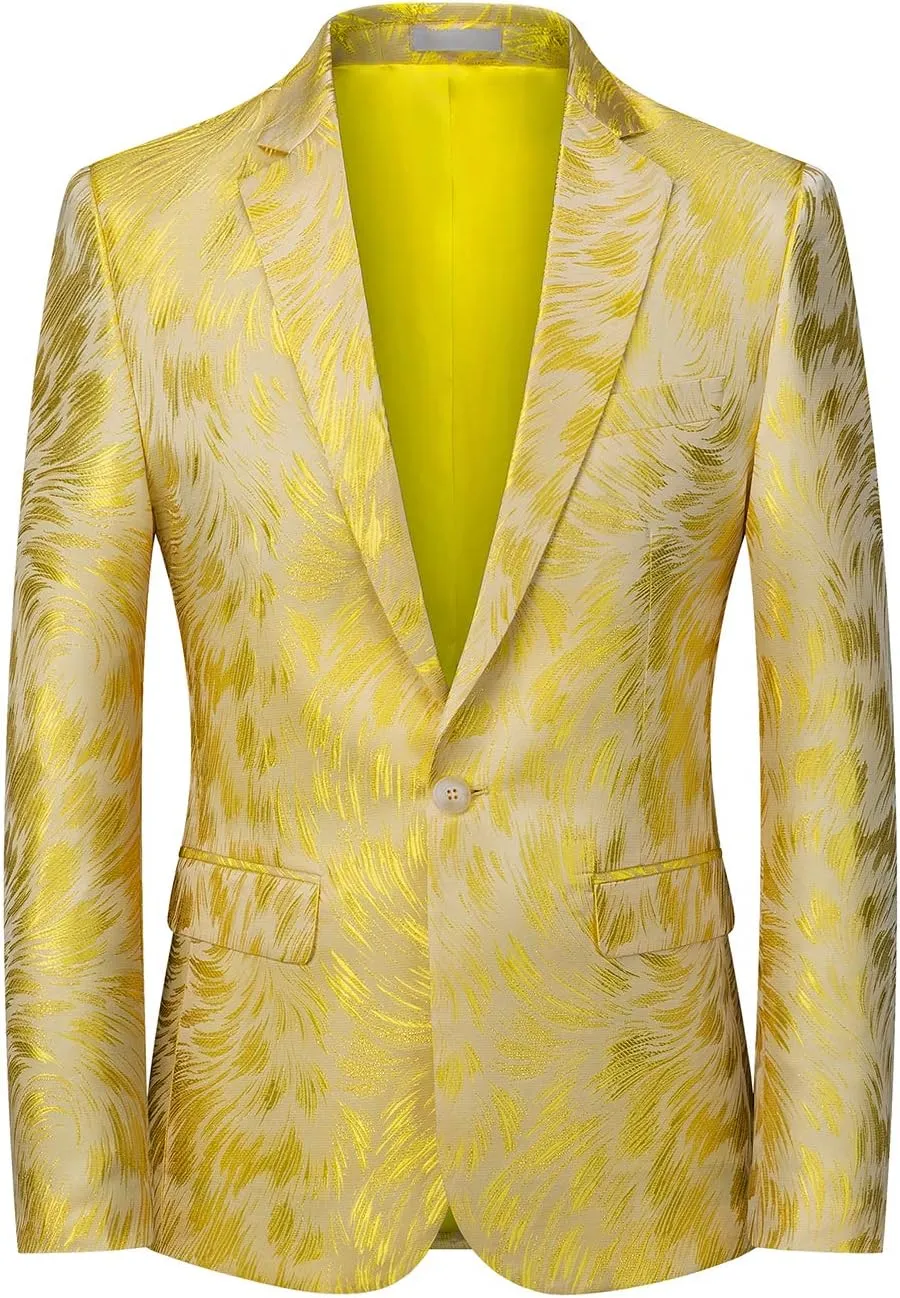 UNINUKOO Mens Casual Floral Blazer Dress Slim Fit Prom Party Paisley Suit Jacket for Men