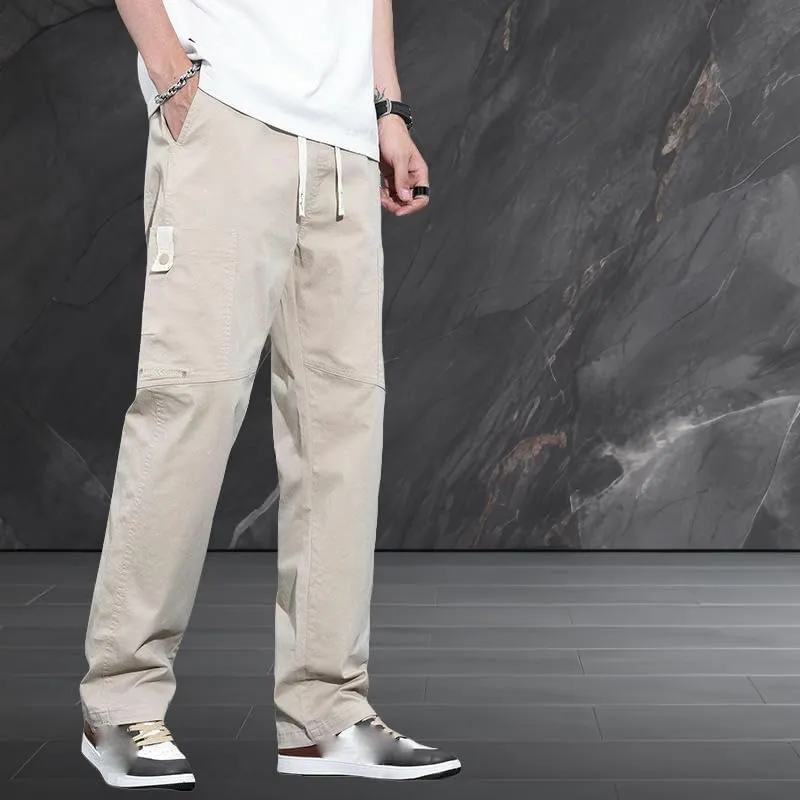 USTZFTBCL Men's Summer Lightweight Loose Fit Straight Leg American Style Sports Wide Leg Cotton Casual Cargo Pants Long