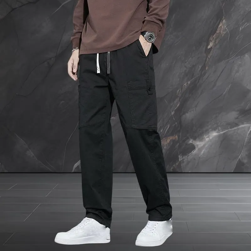 USTZFTBCL Men's Summer Lightweight Loose Fit Straight Leg American Style Sports Wide Leg Cotton Casual Cargo Pants Long