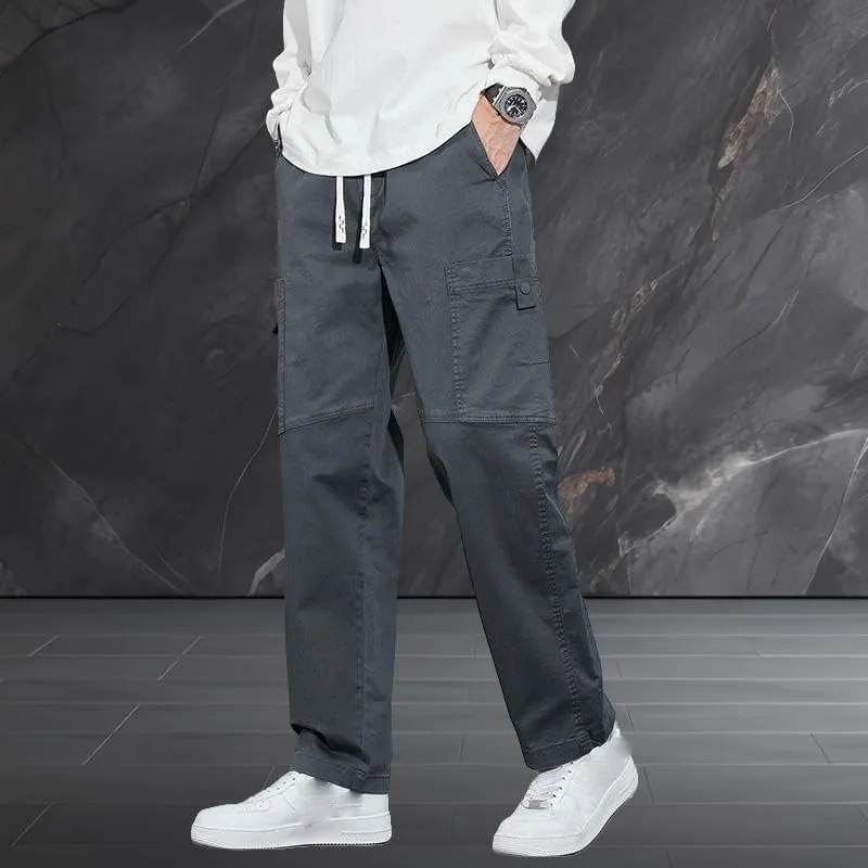 USTZFTBCL Men's Summer Lightweight Loose Fit Straight Leg American Style Sports Wide Leg Cotton Casual Cargo Pants Long