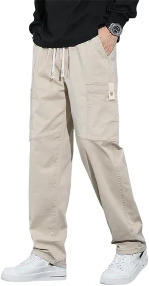 USTZFTBCL Men's Summer Lightweight Loose Fit Straight Leg American Style Sports Wide Leg Cotton Casual Cargo Pants Long