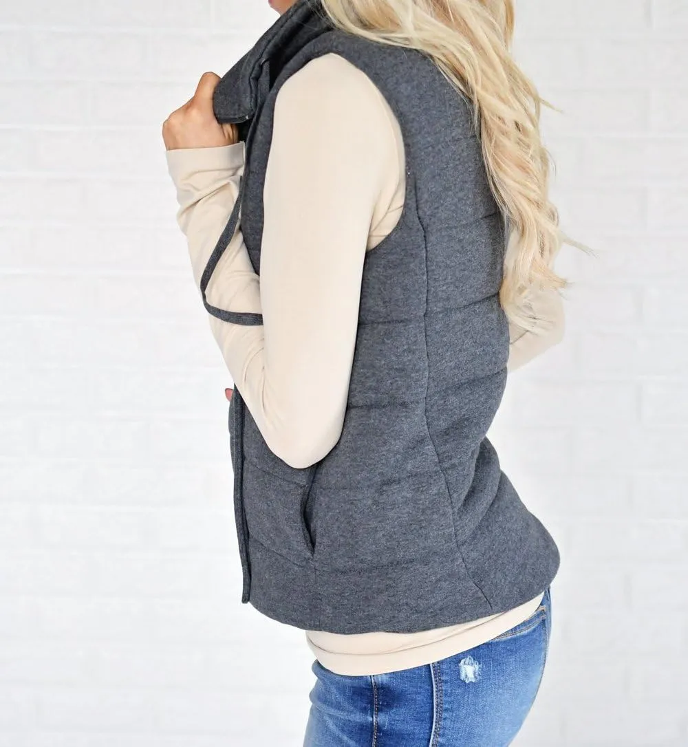 Valphsio Women Casual Quilted Puffer Vest Lightweight Zip Up Drawstring Jacket Outerwear with Pockets