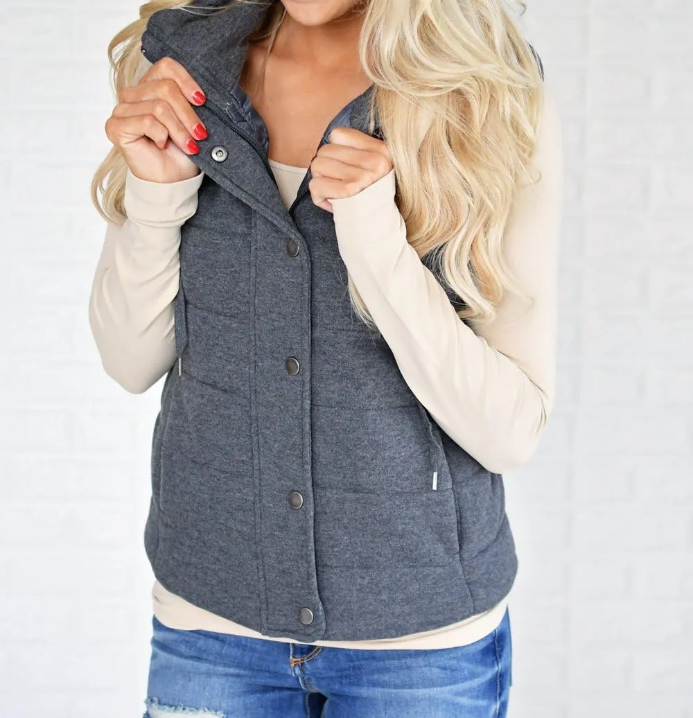 Valphsio Women Casual Quilted Puffer Vest Lightweight Zip Up Drawstring Jacket Outerwear with Pockets