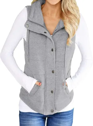 Valphsio Women Casual Quilted Puffer Vest Lightweight Zip Up Drawstring Jacket Outerwear with Pockets