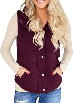Valphsio Women Casual Quilted Puffer Vest Lightweight Zip Up Drawstring Jacket Outerwear with Pockets