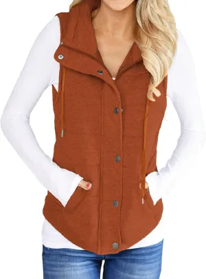 Valphsio Women Casual Quilted Puffer Vest Lightweight Zip Up Drawstring Jacket Outerwear with Pockets