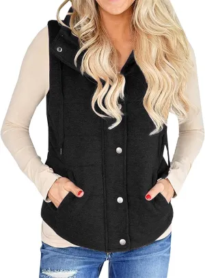 Valphsio Women Casual Quilted Puffer Vest Lightweight Zip Up Drawstring Jacket Outerwear with Pockets