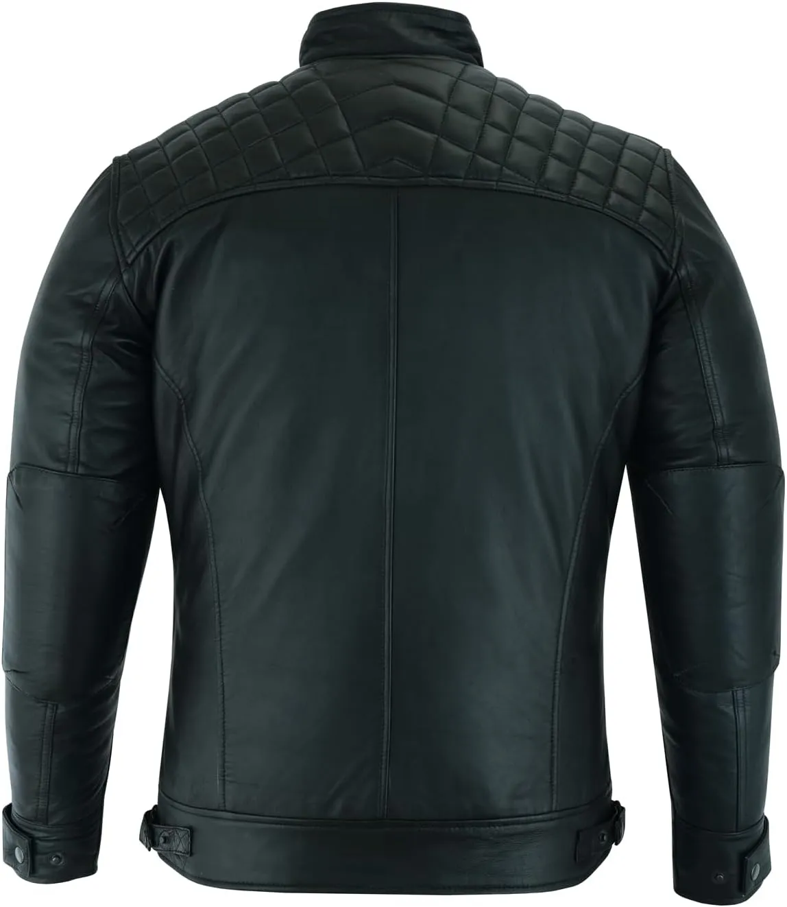 Vance Leather' Men's Cafe Racer Waxed Lambskin Austin Brown Motorcycle Leather Jacket