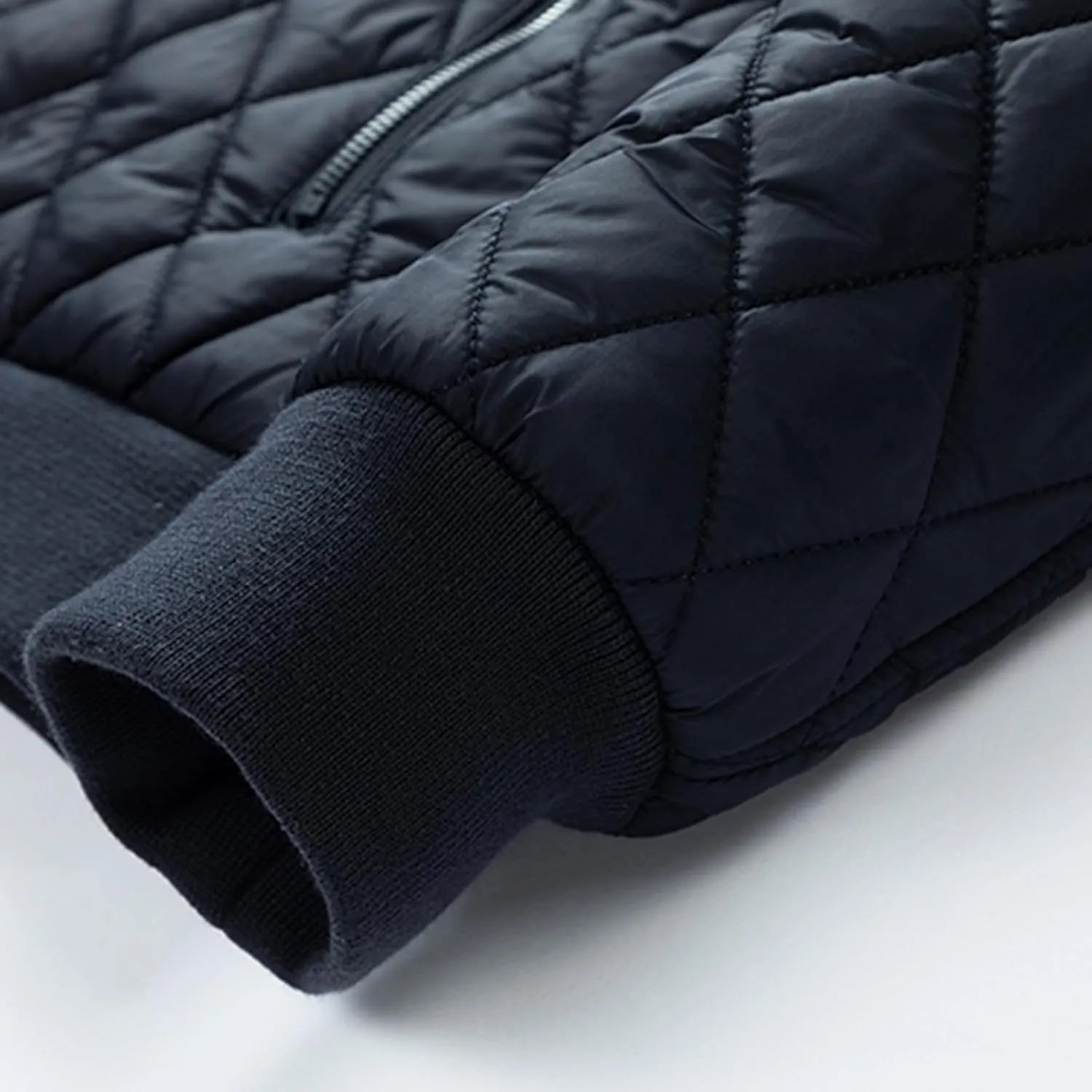 Varsity Jacket Men Diamond Quilted Jackets Winter Warm Padded Cotton Coat Outdoor Casual Zip Up Outerwear with Removable Hood
