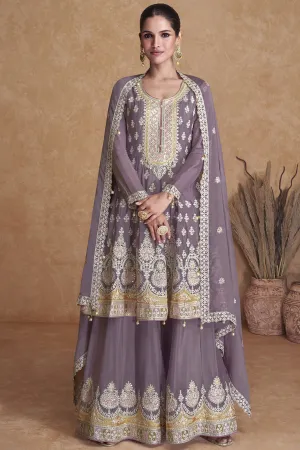 Vartika Singh Lavender Color Glittering Georgette Fabric Palazzo Suit