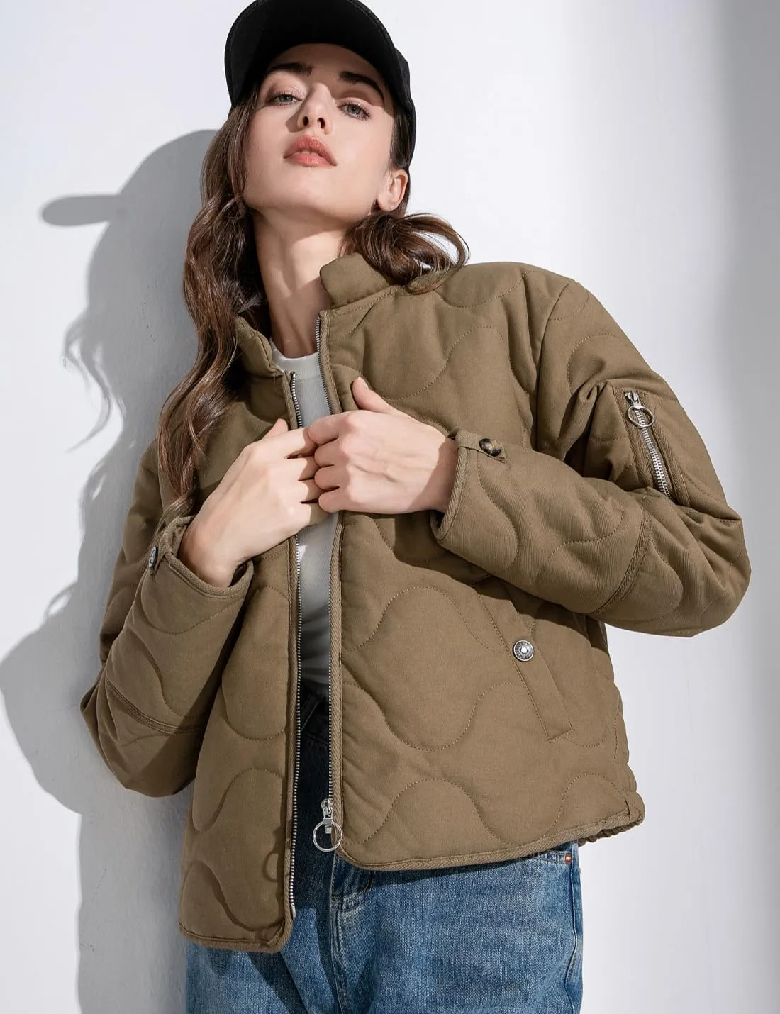 VIEWON Women's Quilted Puffer Winter Lightweight Jacket Short Warm zip up Button Down Coat with Pockets