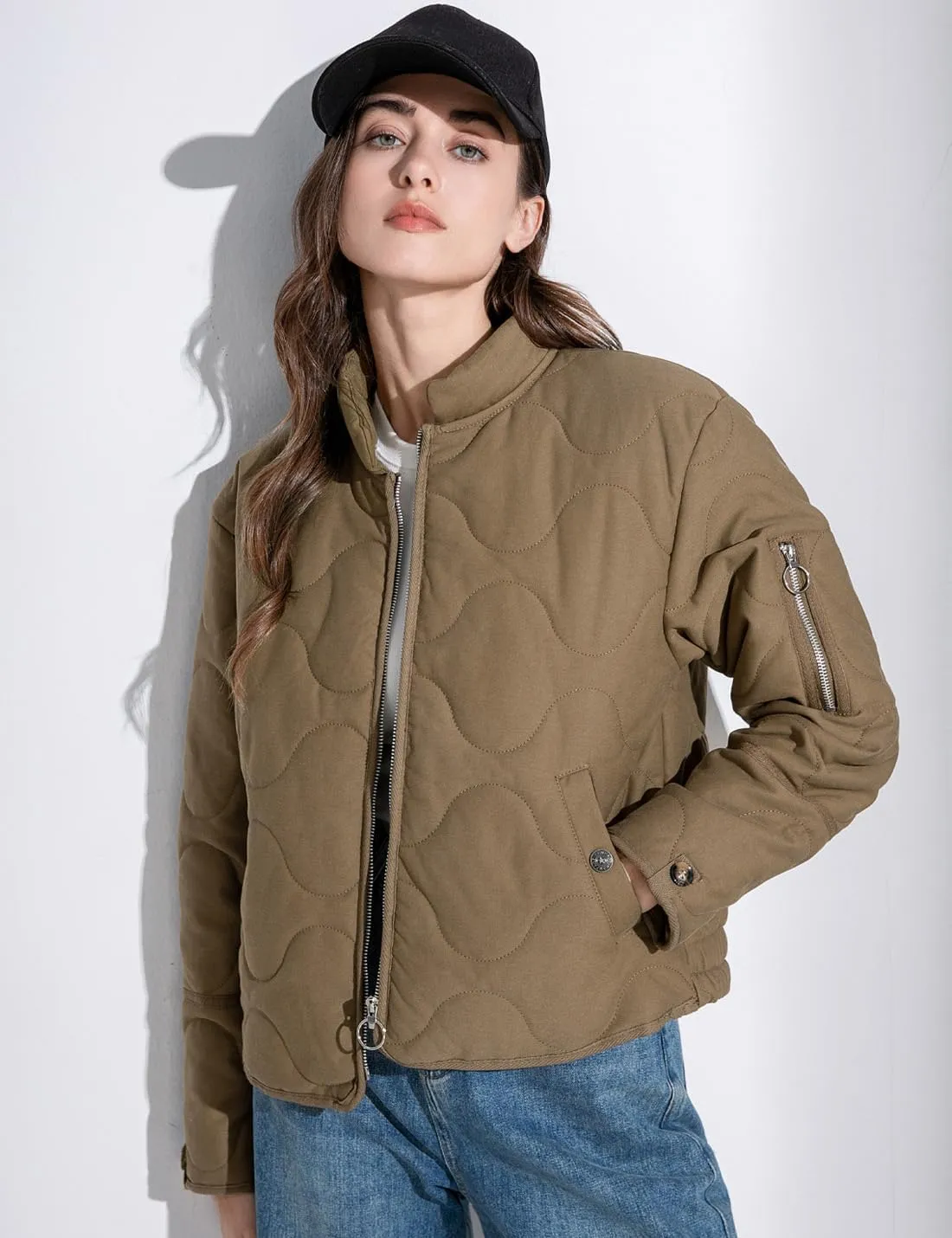 VIEWON Women's Quilted Puffer Winter Lightweight Jacket Short Warm zip up Button Down Coat with Pockets