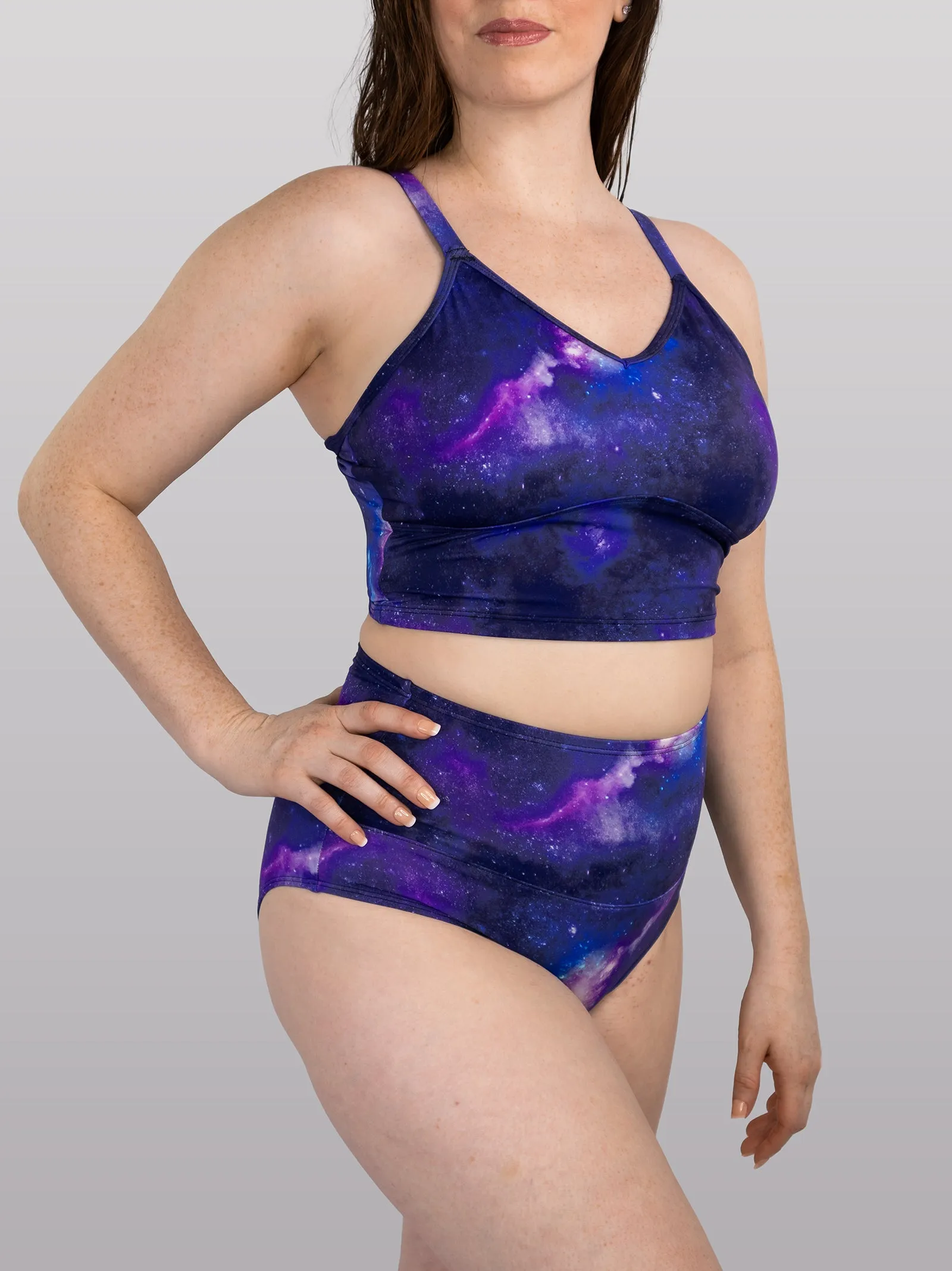 Violet Nebula Compression High-Rise Swim Bottom