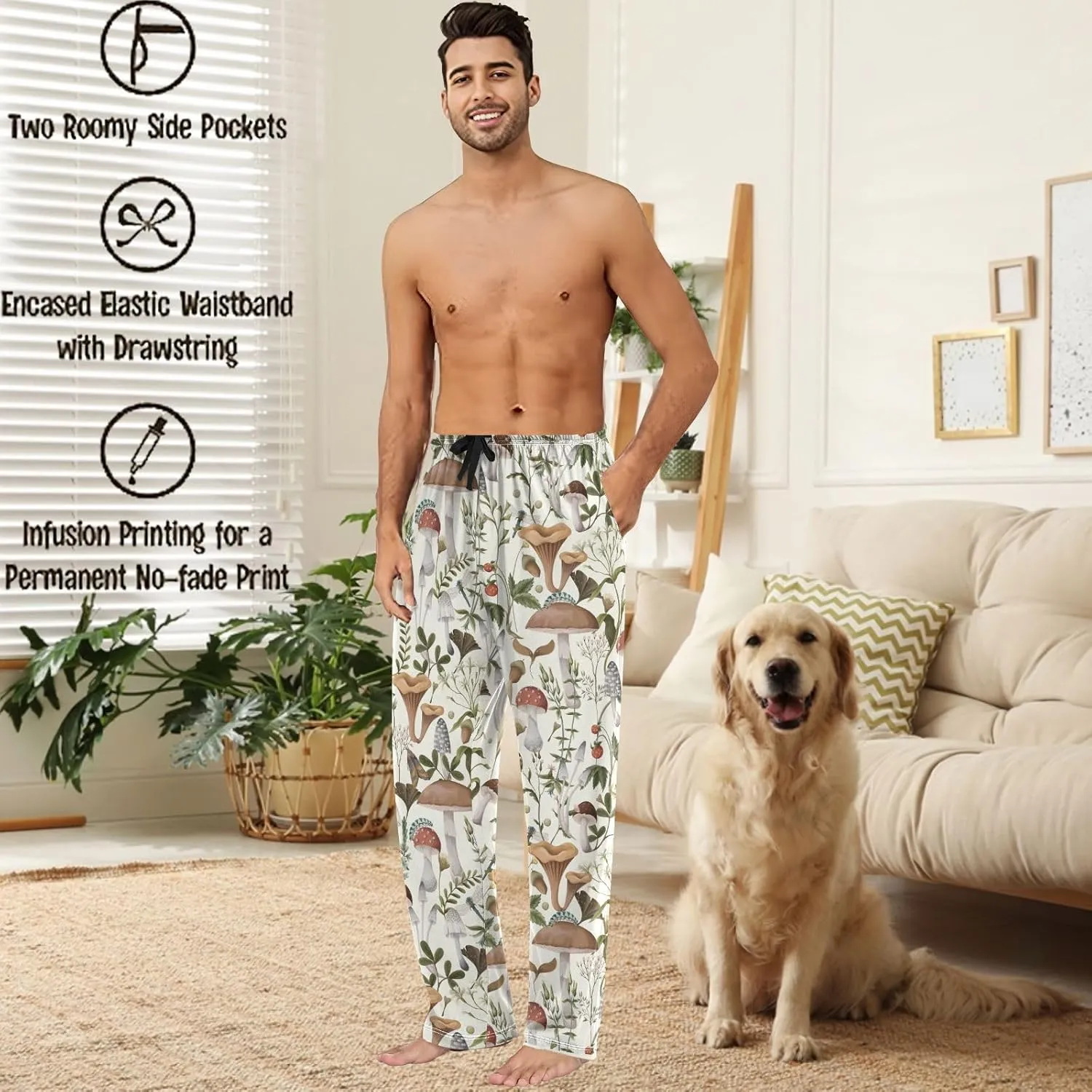 visesunny Men's Pajama Pants 100% Cotton Lounge Soft Warm Sleepwear Pants PJ Bottoms Drawstring and Pockets