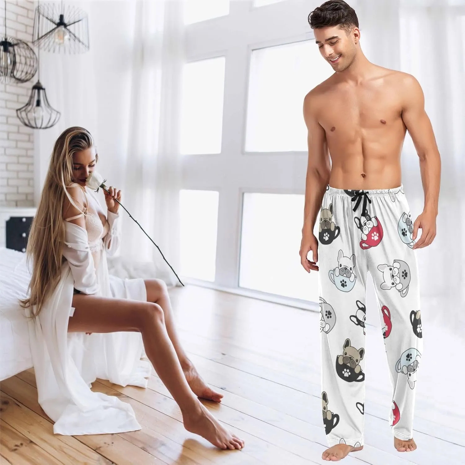 visesunny Men's Pajama Pants 100% Cotton Lounge Soft Warm Sleepwear Pants PJ Bottoms Drawstring and Pockets