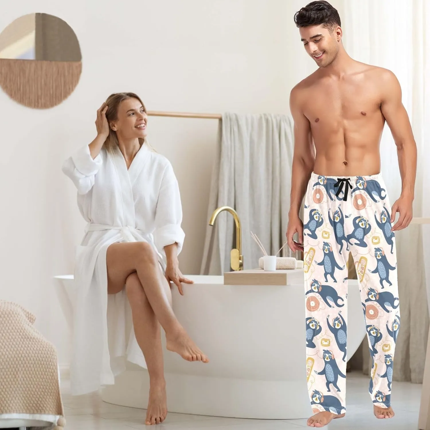 visesunny Men's Pajama Pants 100% Cotton Lounge Soft Warm Sleepwear Pants PJ Bottoms Drawstring and Pockets