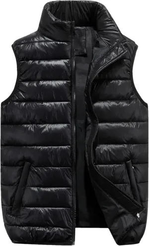 Vogrtcc Men Winter Cotton Padded Vest Casual Warm Lightweight Sleeveless Jacket Work Wear Waistcoat