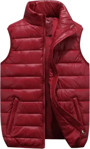 Vogrtcc Men Winter Cotton Padded Vest Casual Warm Lightweight Sleeveless Jacket Work Wear Waistcoat
