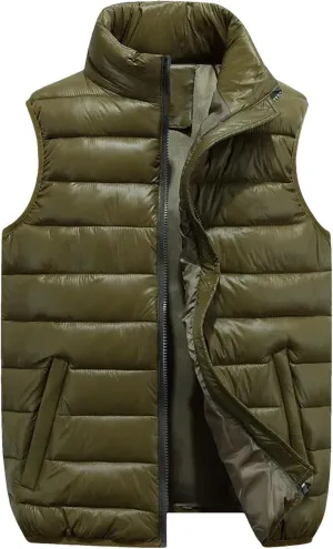 Vogrtcc Men Winter Cotton Padded Vest Casual Warm Lightweight Sleeveless Jacket Work Wear Waistcoat