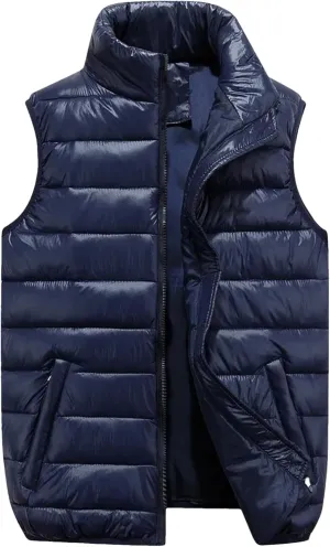 Vogrtcc Men Winter Cotton Padded Vest Casual Warm Lightweight Sleeveless Jacket Work Wear Waistcoat