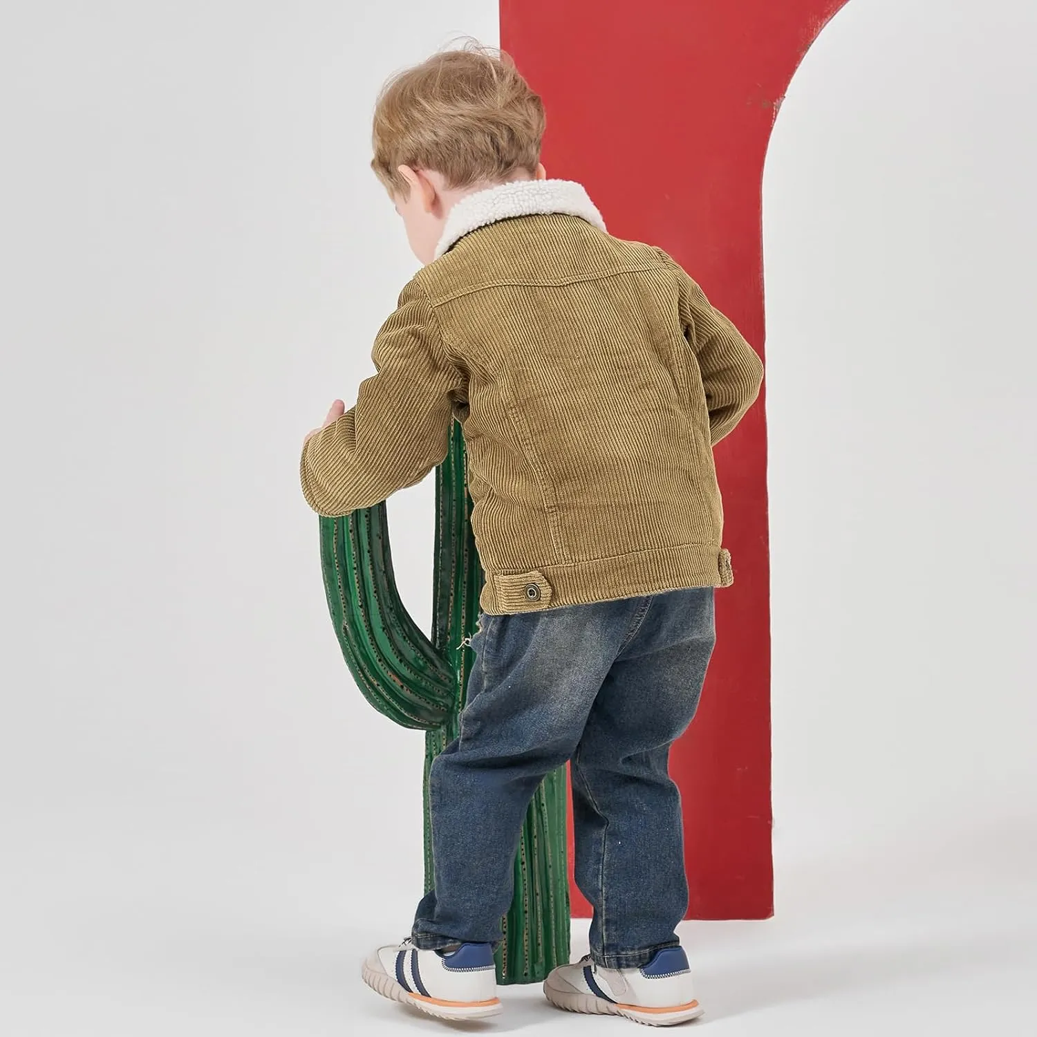 Volunboy Baby Boy Corduroy Jacket Toddler Fleece Winter Coat Kid Sherpa Lined Button Down Warm Outwear