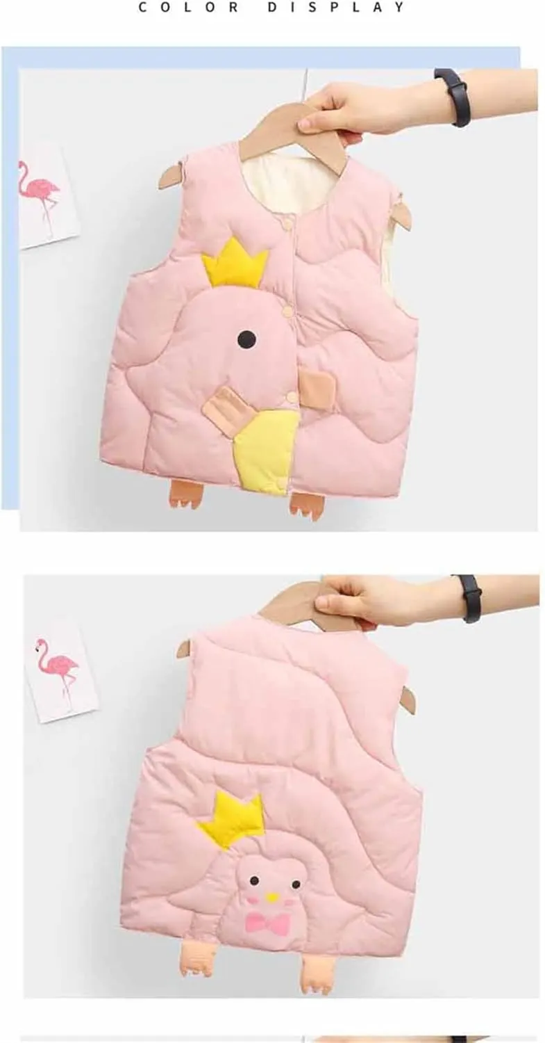 Warm Vest for Baby Girls Cute Cartoon Waistcoat Cotton Padded Jackets Autumn Winter Vest