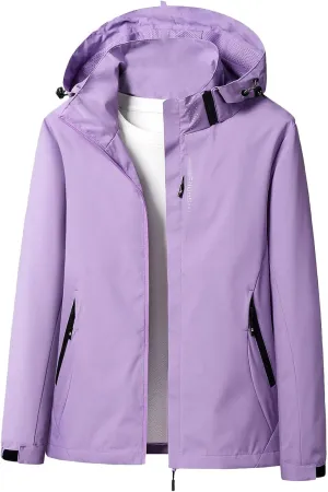 Waterproof Rain Jacket for Women Winter Fall Lightweight Outdoor Windbreaker Outdoor Hiking Travel Rain Coat
