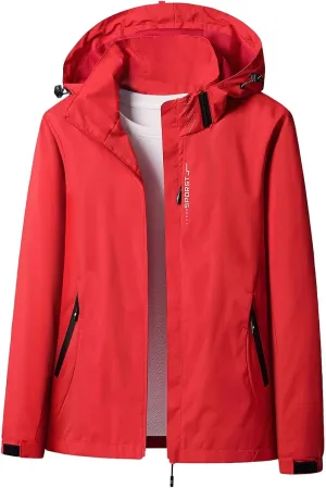 Waterproof Rain Jacket for Women Winter Fall Lightweight Outdoor Windbreaker Outdoor Hiking Travel Rain Coat