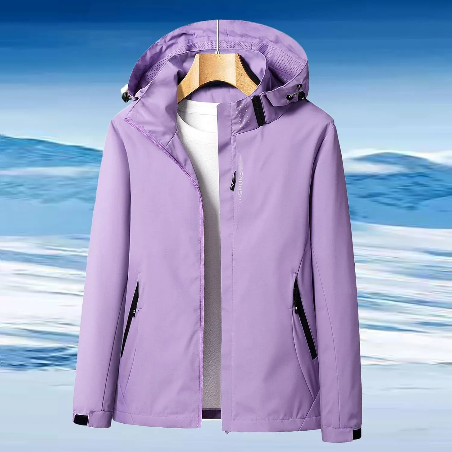 Waterproof Rain Jacket for Women Winter Fall Lightweight Outdoor Windbreaker Outdoor Hiking Travel Rain Coat