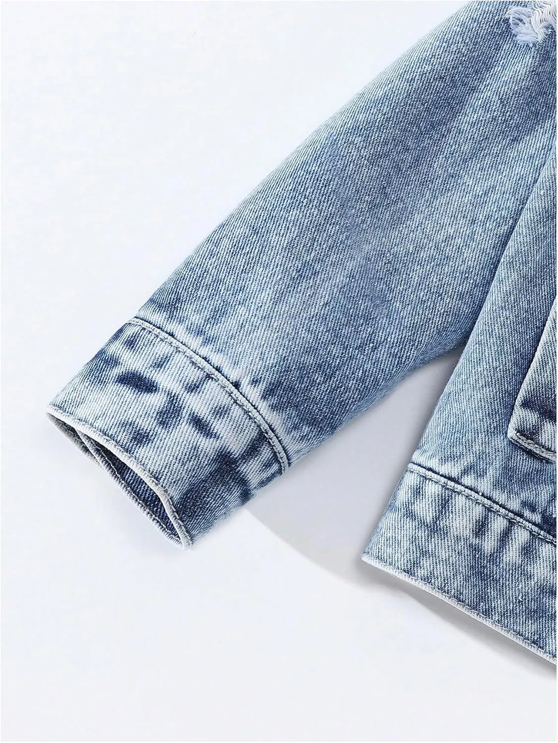 WDIRARA Boy's Button Down Graphic Denim Jacket Long Sleeve Collared Denim Coat Casual Outerwear