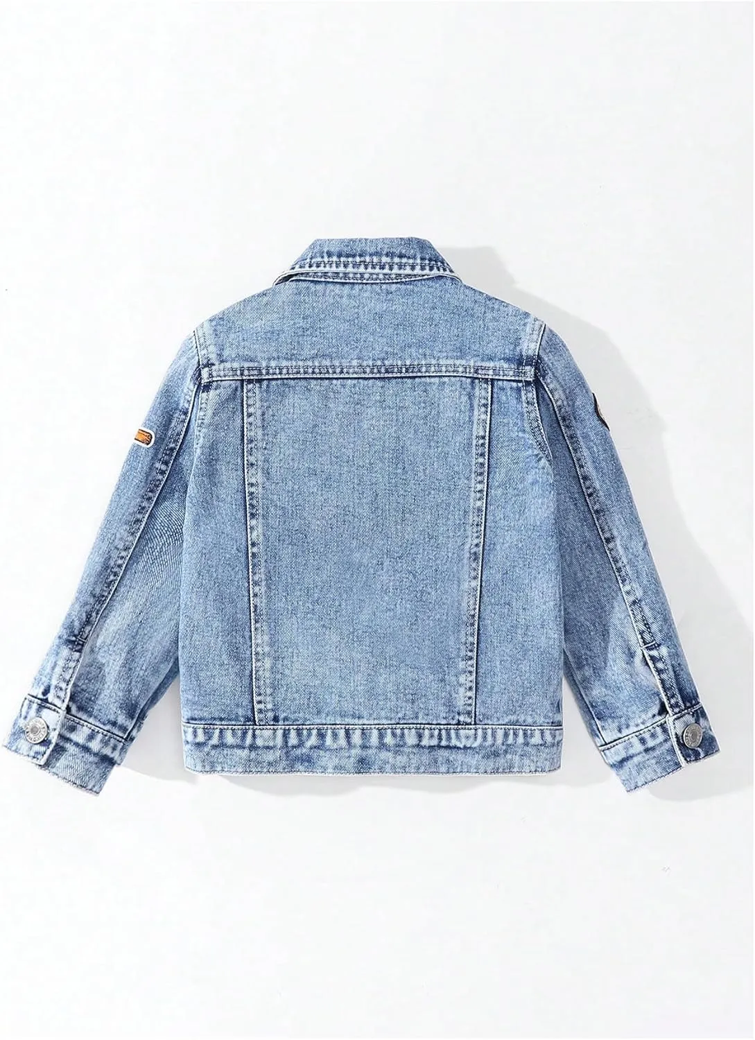 WDIRARA Boy's Button Down Graphic Denim Jacket Long Sleeve Collared Denim Coat Casual Outerwear
