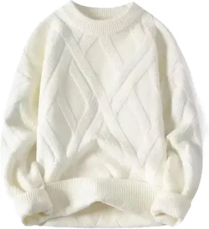 Wear Inner Wear Sensible Style Knitwear Men's Round Neck Sweater Solid Color Loose-fit Knitted Pullover Top