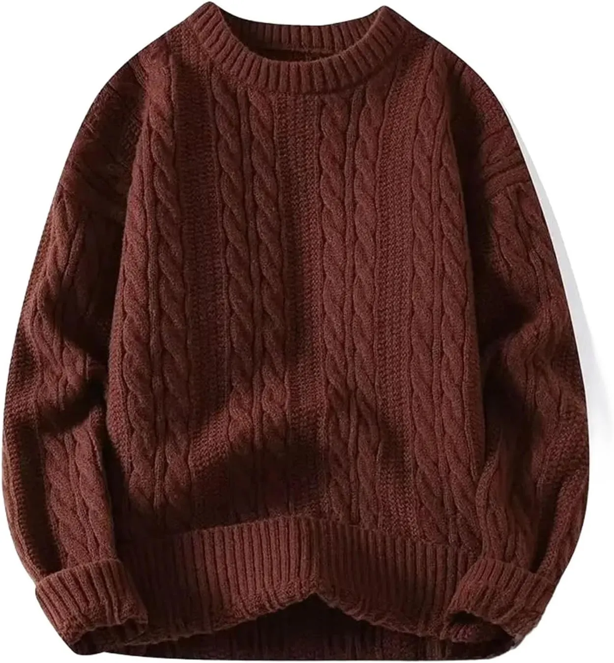 Wear Inner Wear Sensible Style Knitwear Men's Round Neck Sweater Solid Color Loose-fit Knitted Pullover Top