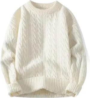 Wear Inner Wear Sensible Style Knitwear Men's Round Neck Sweater Solid Color Loose-fit Knitted Pullover Top