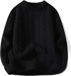 Wear Inner Wear Sensible Style Knitwear Men's Round Neck Sweater Solid Color Loose-fit Knitted Pullover Top