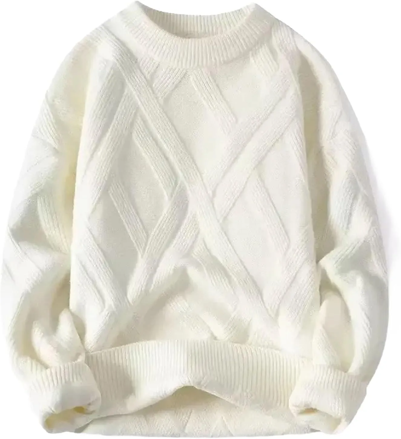 Wear Inner Wear Sensible Style Knitwear Men's Round Neck Sweater Solid Color Loose-fit Knitted Pullover Top