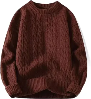 Wear Inner Wear Sensible Style Knitwear Men's Round Neck Sweater Solid Color Loose-fit Knitted Pullover Top