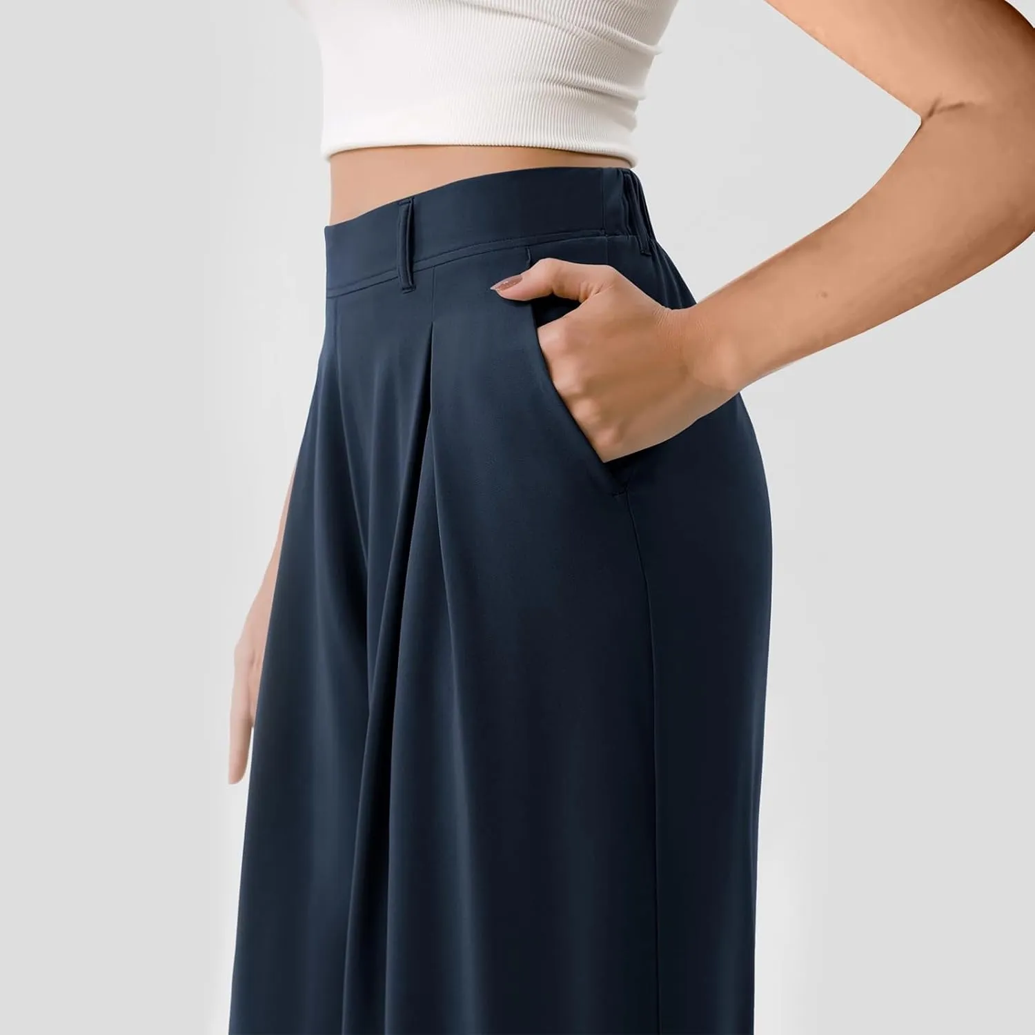 Wide Leg Pants for Women High Waist Casual Loose Trousers Ladies Soft Comfy Outfit Dressy Trendy Pants with Pockets